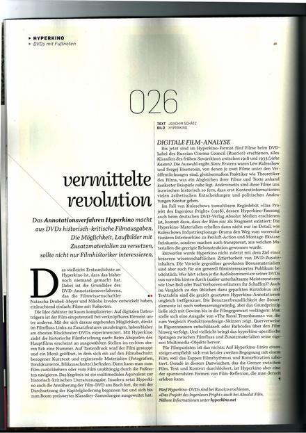 "Vermittelte Revolution" by Joachim Schätz in THE GAP 114